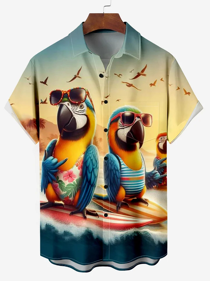 3D Printing Guitar - Aantrekkelijke Papegaai Heren Gitaar Hawaiiaanse Shirts
