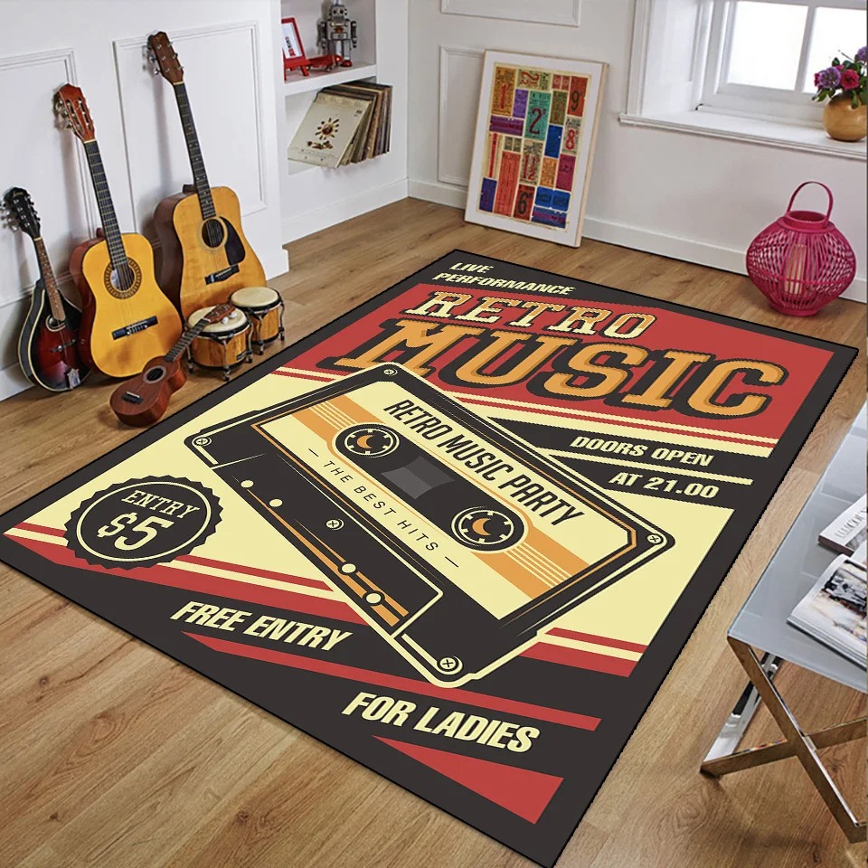 3D Printing Guitar - Retro muziek tapijten voor slaapkamerdecoratie vintage