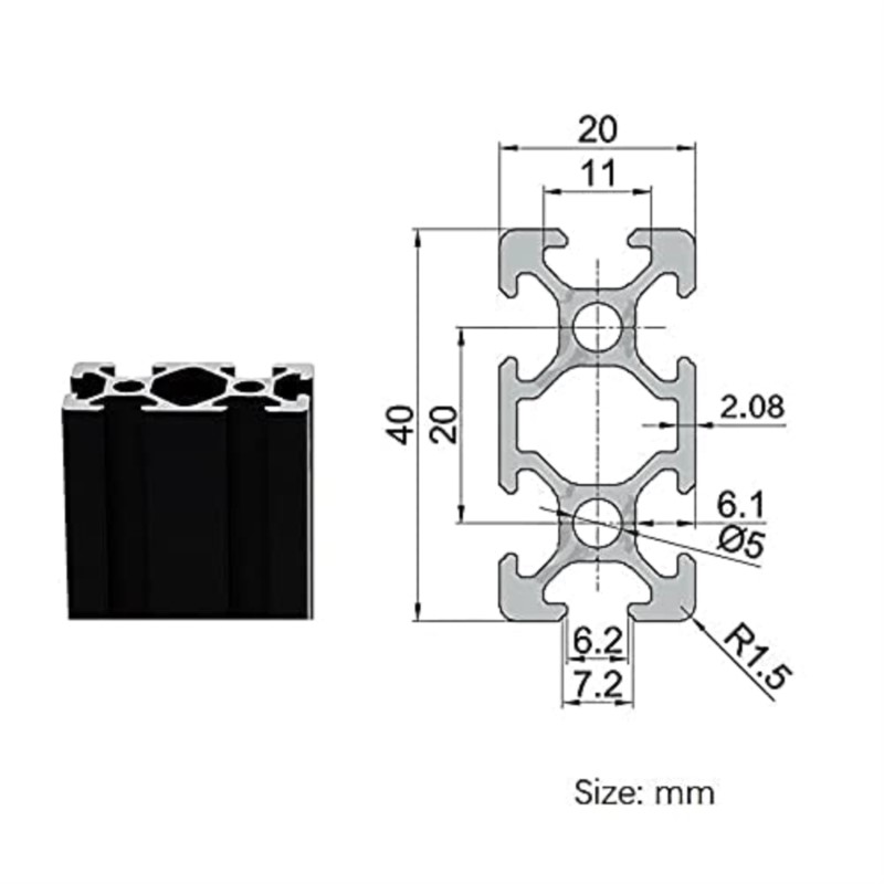 1Pcs Zwart 2040 T-Slot Europes - V Slot Aluminum Extrusion recensie en prijs