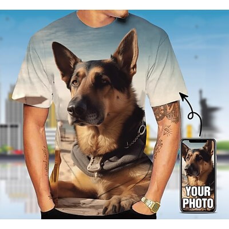 Custom Pet T-Shirt Voor Mannen - 3D Printing Foto recensie en prijs