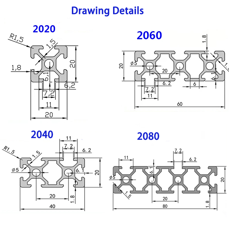 2020 2040 2060 2080 20100 3030 - V Slot Aluminum Extrusion recensie en prijs