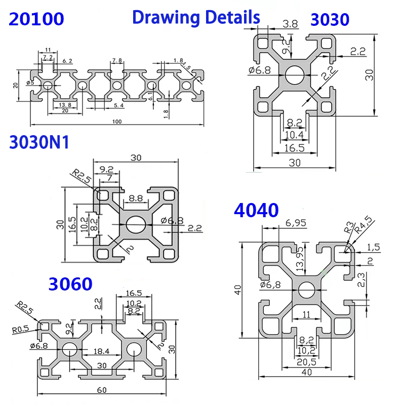 2020 2040 2060 2080 20100 3030 - V Slot Aluminum Extrusion recensie en prijs